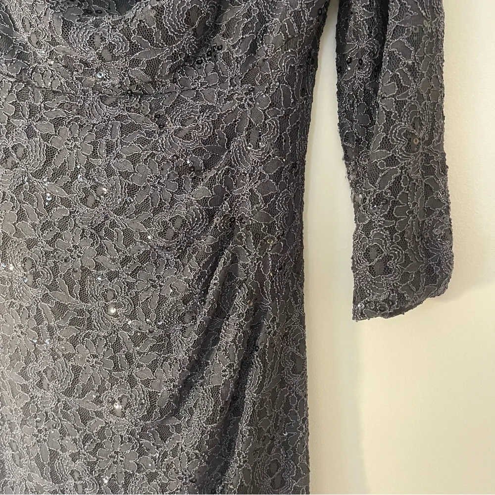 Lauren Ralph Lauren Gray Lace Sequin Cocktail Dress - Picture 4 of 8